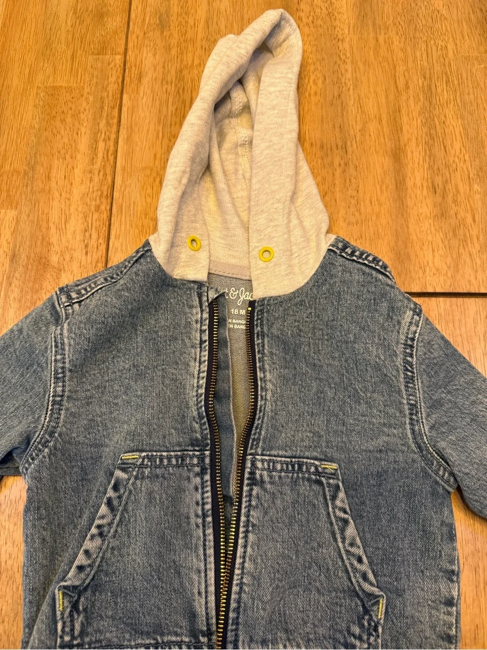 Cat & Jack Denim Jacket with Light Gray Hood